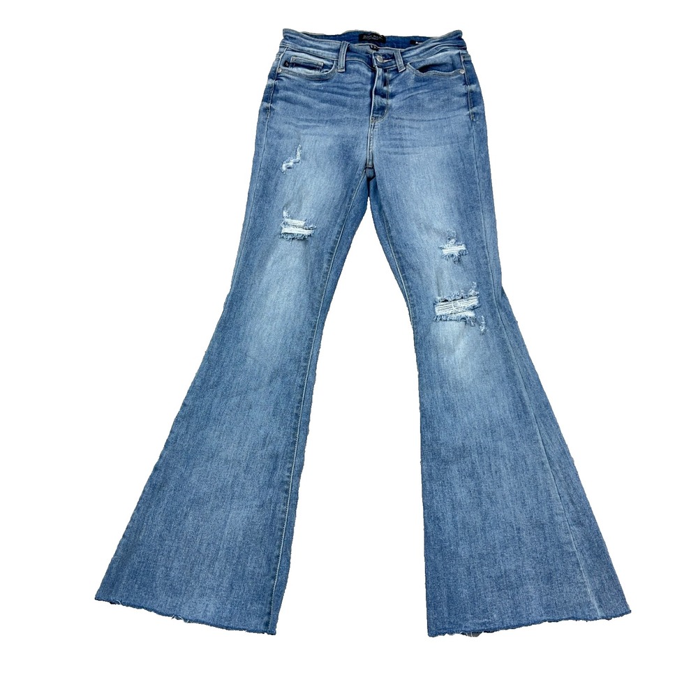 Judy Blue Jeans Women 5 27 Flare High Rise Western Boho Bellbottom Med Wash B83